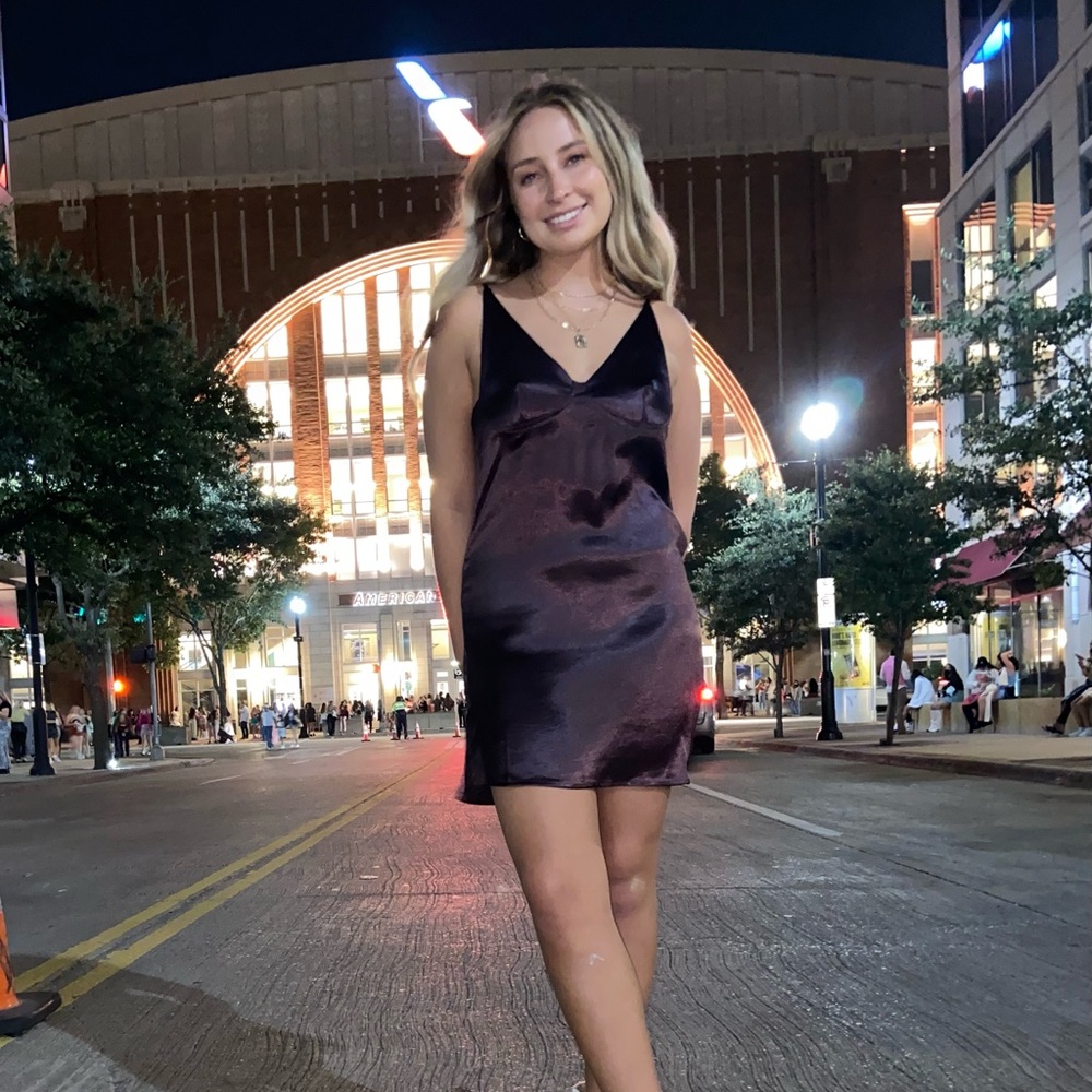 Purple Satin Mini Dress